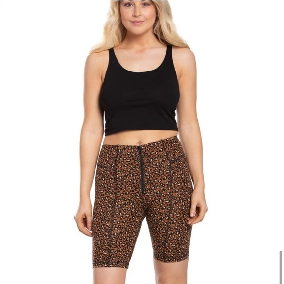 Free People Animal Print Bike Shorts “Lucky Strike” Cheetah Leopard High Rise - Picture 14 of 14